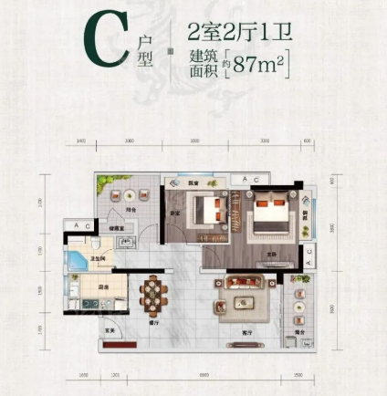 花滩奥园原著2室2厅1卫