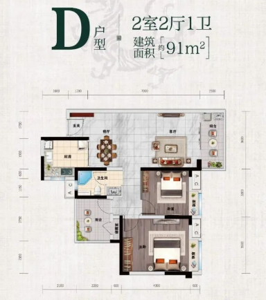 花滩奥园原著2室2厅1卫