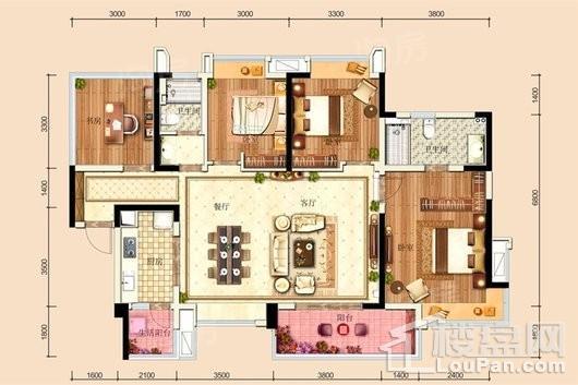 领地蘭台府9/10栋139㎡户型 4室2厅2卫1厨
