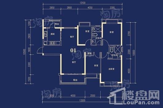恒大御澜庭4栋01户型 4室2厅2卫1厨