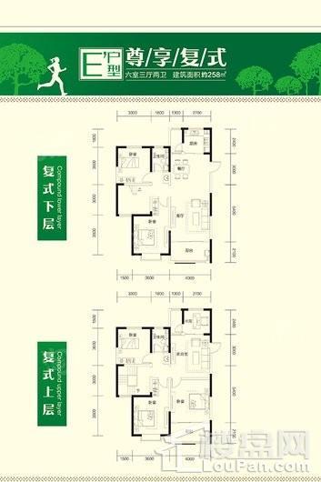 恒地·锦秀园E户型复式2-01 6室3厅2卫1厨