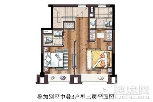 海上风华中叠B户型三层平面 3室2厅3卫1厨