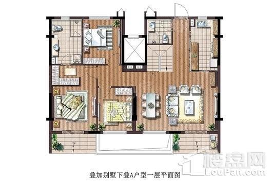 海上风华下叠A户型一层 3室2厅2卫1厨