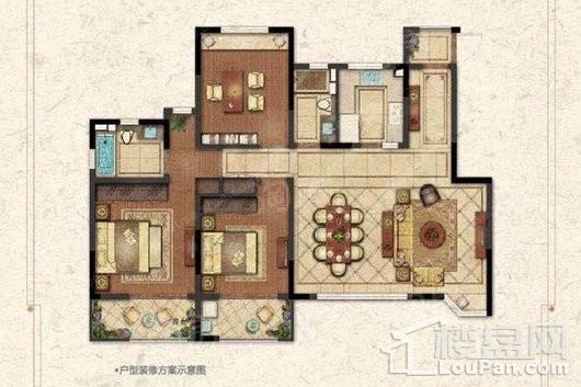 森兰名轩二期B-4户型 3室2厅2卫1厨