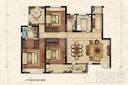 森兰名轩二期B-3户型 3室2厅2卫1厨