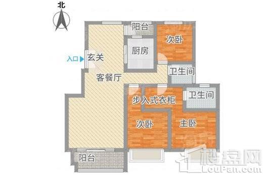 森兰名轩二期127平3房户型 3室2厅2卫1厨