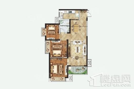 泰宏建业国际城五期J-2户型 3室2厅1卫1厨