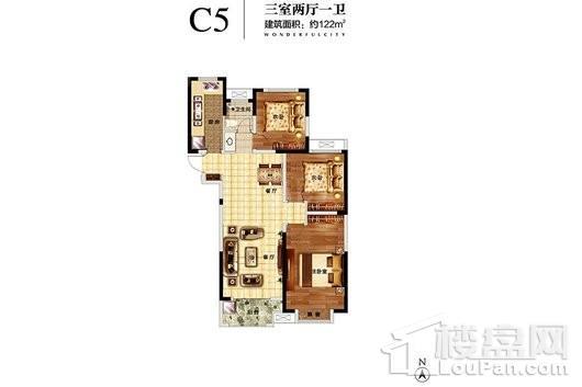亚新美好城邦C5户型 3室2厅1卫1厨