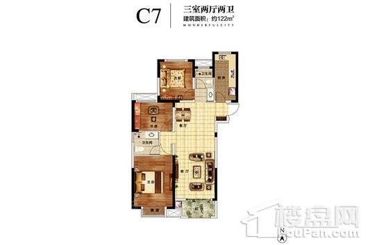 亚新美好城邦C7户型 3室2厅2卫1厨
