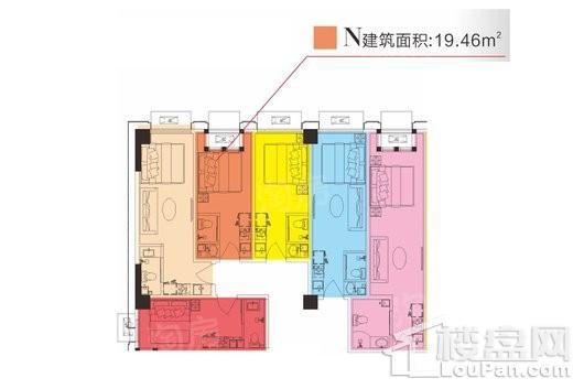 润丰新尚公寓N户型 1室1卫1厨