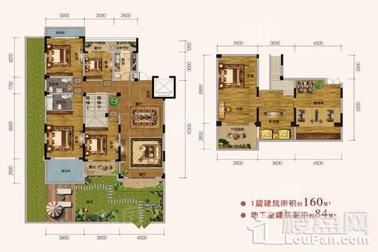 悦湖山院洋房B2-1F户型 4室2厅2卫1厨