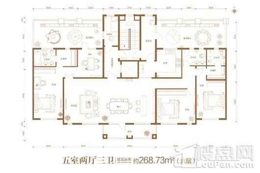 汇君城F6#D户型 5室2厅3卫1厨