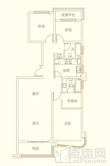 半岛公馆梵悦136户型133平米 3室2厅2卫1厨