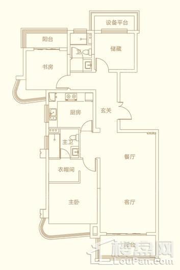 半岛公馆御玺140户型133平米 3室2厅2卫1厨
