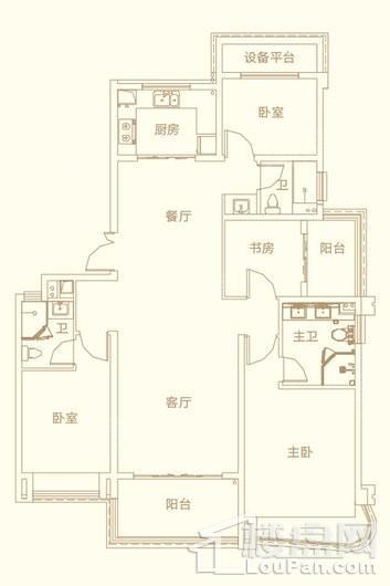 半岛公馆观邸156户型152平米 3室2厅3卫1厨