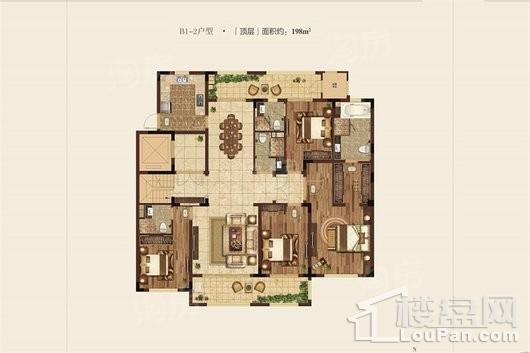 高科紫微堂198平B1-2户型 4室2厅4卫1厨