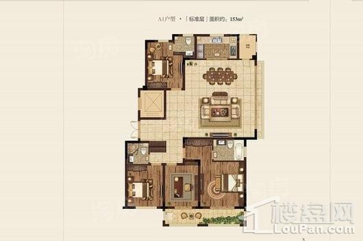 高科紫微堂153平A1户型 4室2厅3卫1厨