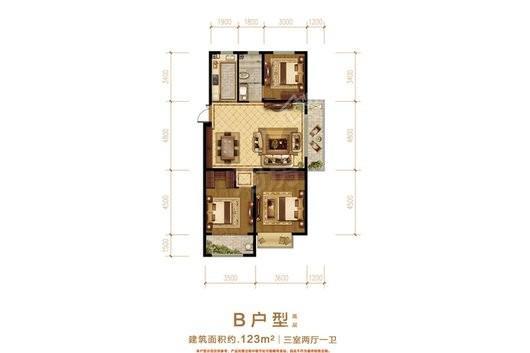 德润天合B户型 3室2厅1卫1厨