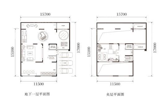 泰禾中州院子E户型地下及夹层 4室2厅5卫2厨