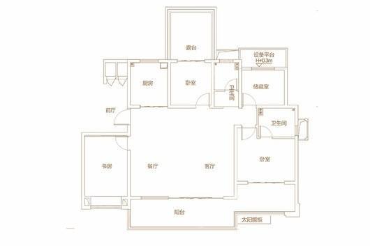 蓝光公园1号高层C1户型151.04平米 4室2厅2卫1厨