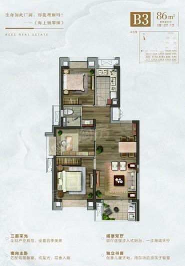 建邦国宸府B3户型 3室2厅1卫