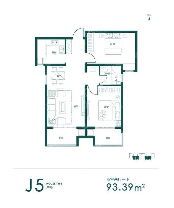 J5-01-2室2厅1卫-93.4㎡