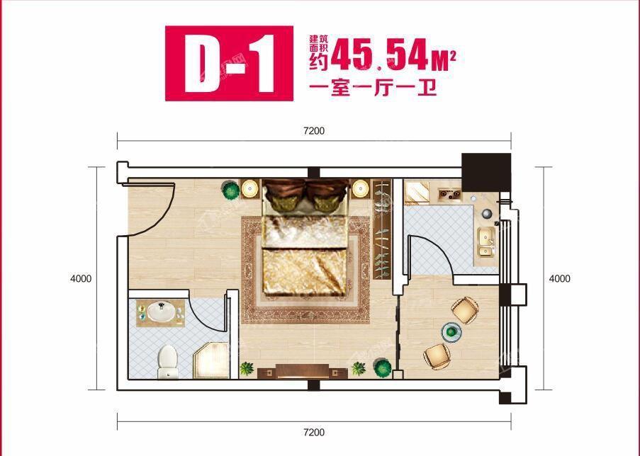 佳柏现代城 1居室