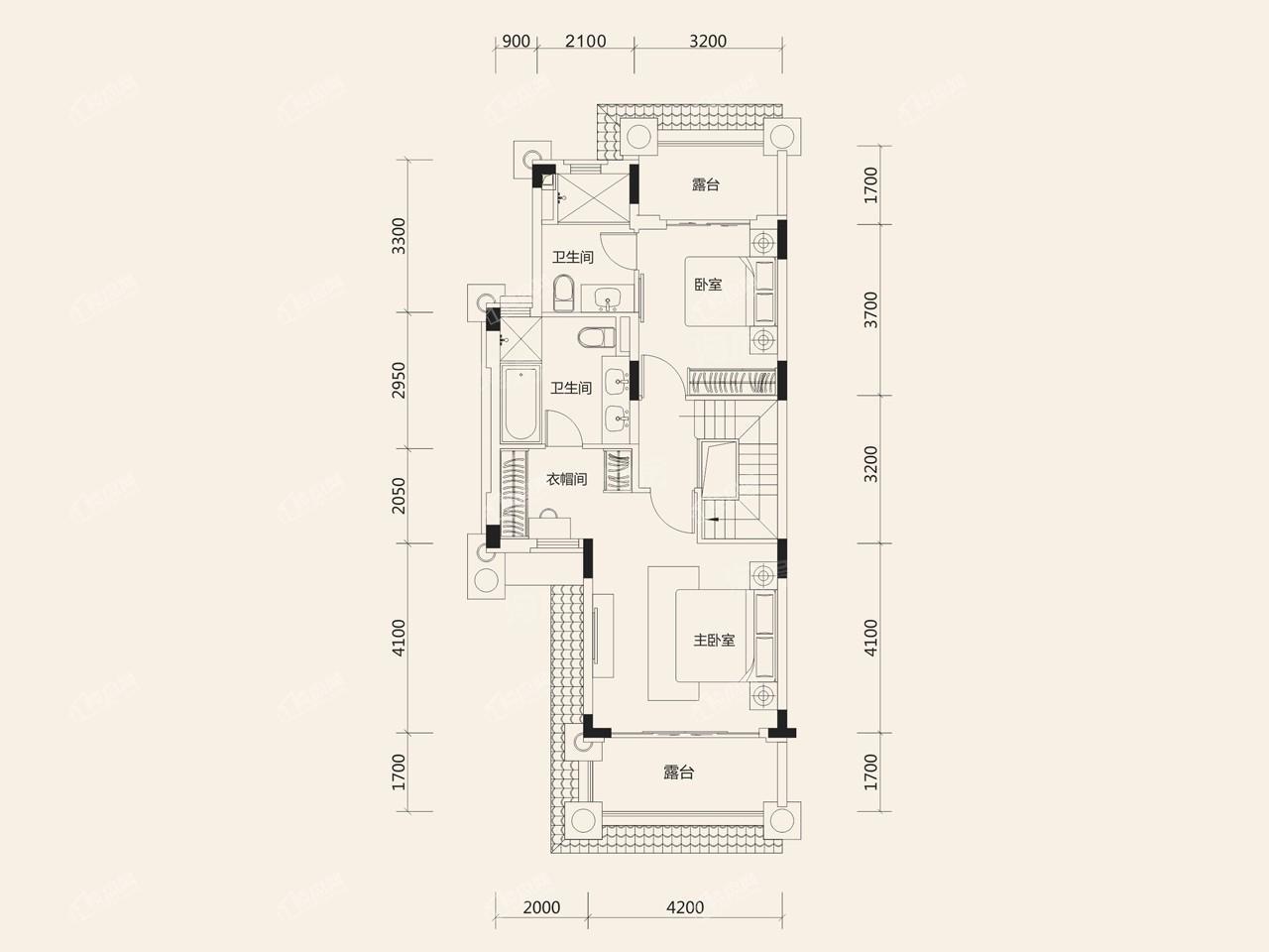 2楼-D2-2户型-联排别墅- 建筑面积约135.10平米