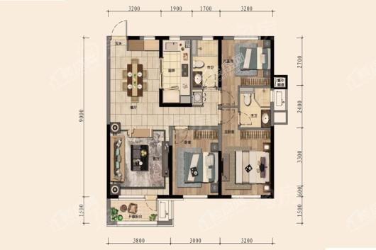中海和平之门GHOUSE天际113㎡ 3室2厅2卫1厨