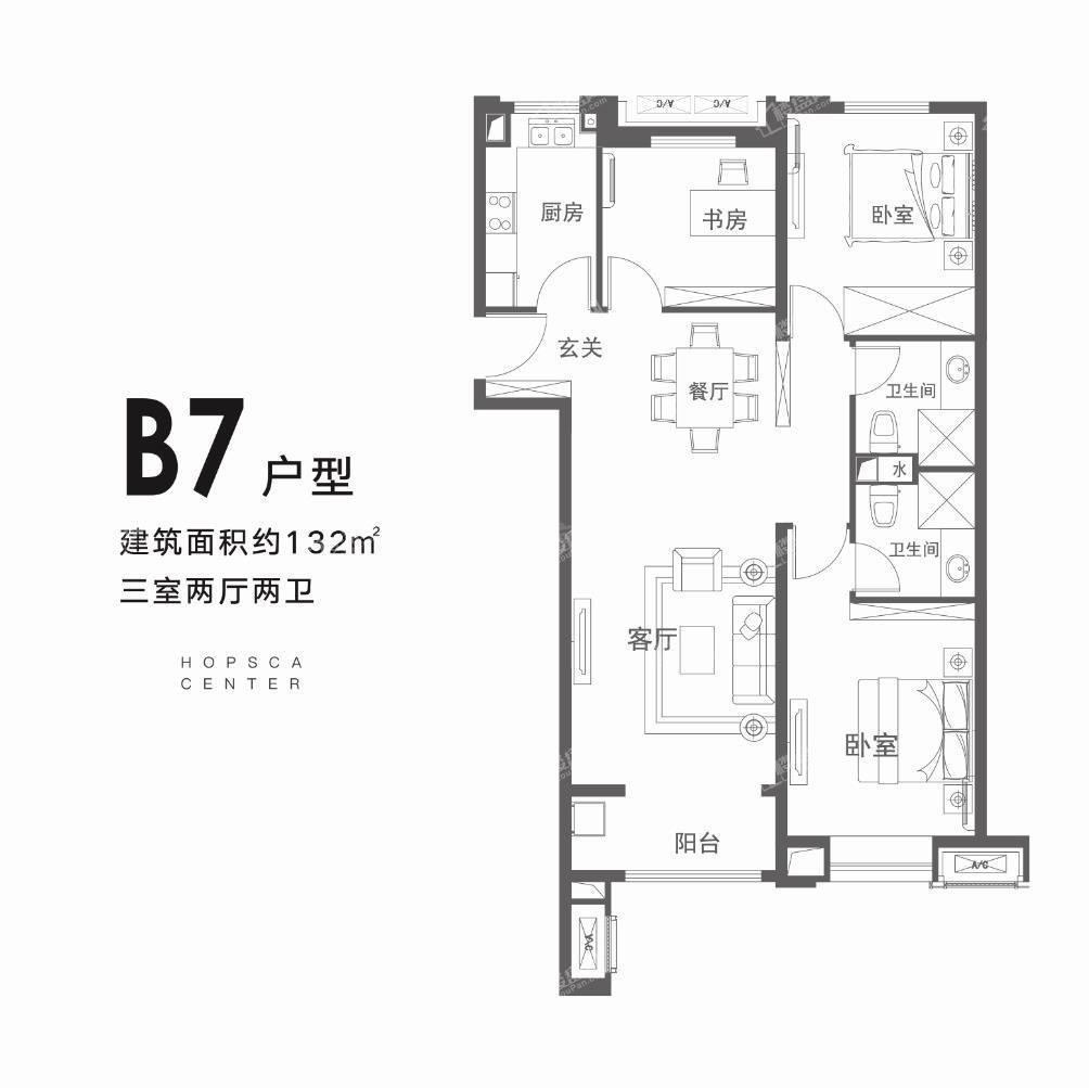 融创中心3室2厅2卫