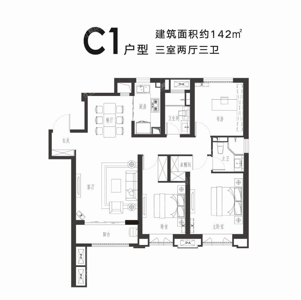 融创中心3室2厅3卫