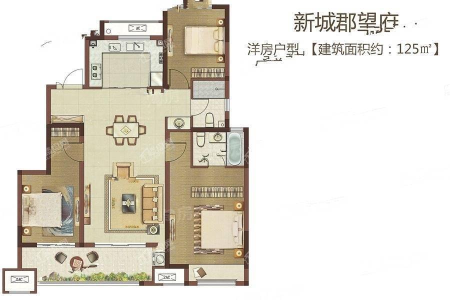 3室2厅2卫125平