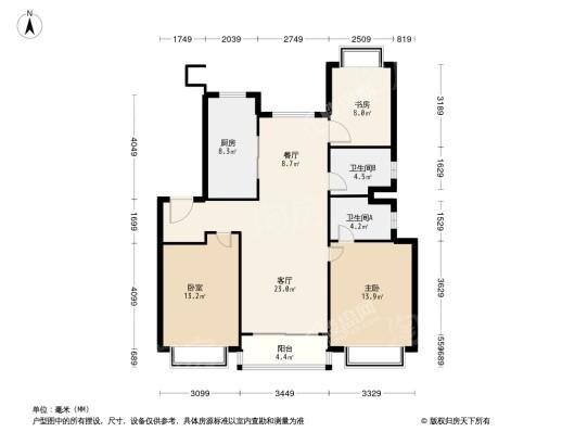 中海汇德里3居室户型图