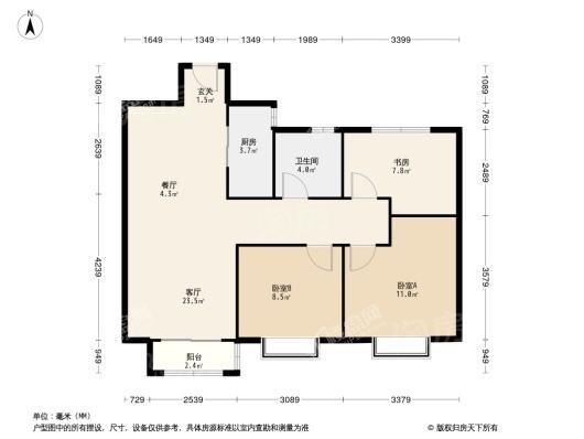 兰州万达城3居室户型图