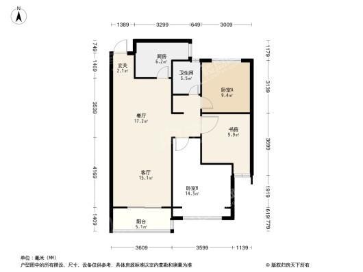 美盛教育港湾3居室户型图