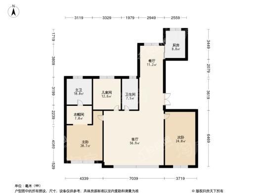 中实·玺樾府3居室户型图