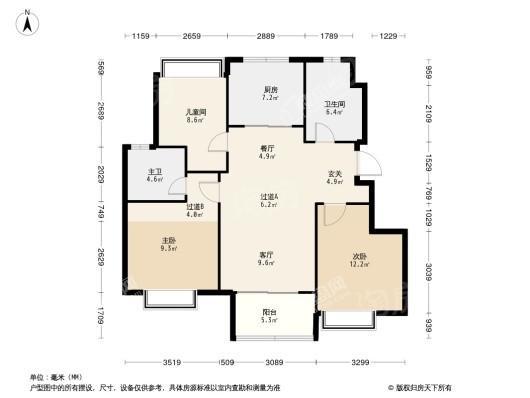 云栖麓3居室户型图