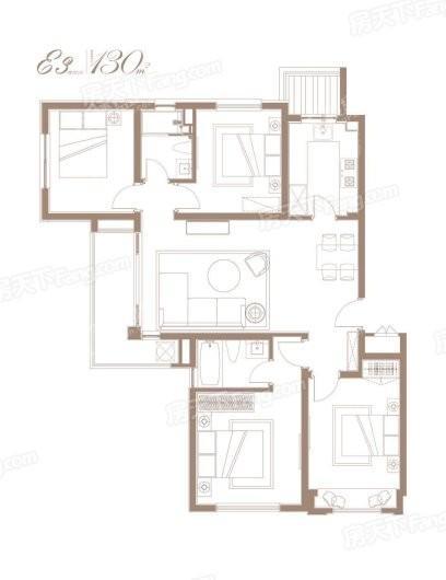 中海汇德里130㎡-3户型 4室2厅2卫1厨