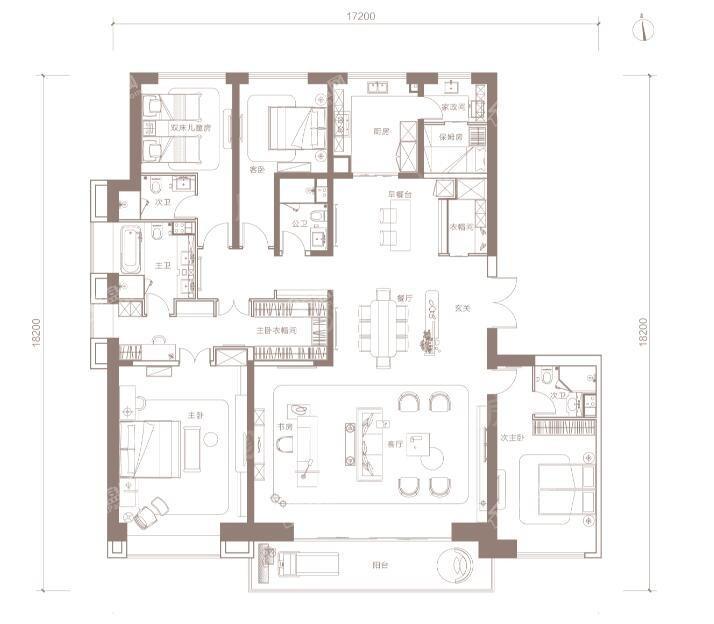中国铁建·花语堂 四室两厅四卫 约300㎡