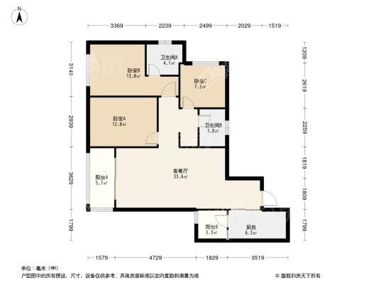 金科天壹府3居室户型图
