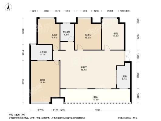 美的中骏云璟4居室户型图