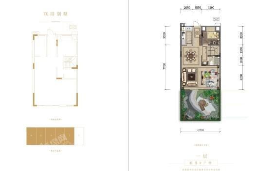 龙湖·長滩原麓二期联排B户型一层 4室2厅3卫1厨