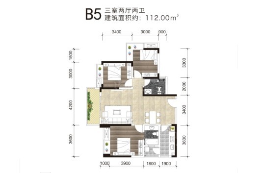 友锦·锦绣新城B5户型（简化版） 3室2厅2卫1厨