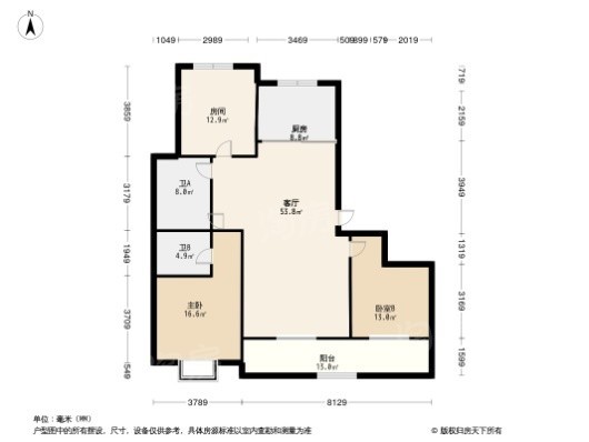 苏荷3居室户型图