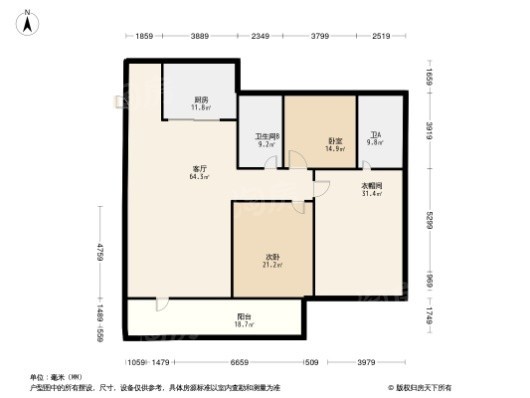 绿地·青岛城际空间站3居室户型图