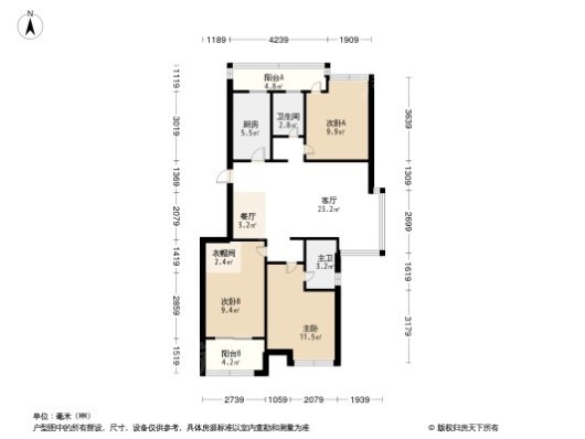 三江花语3居室户型图