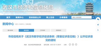 征求意见！武汉市数字经济促进条例公布！