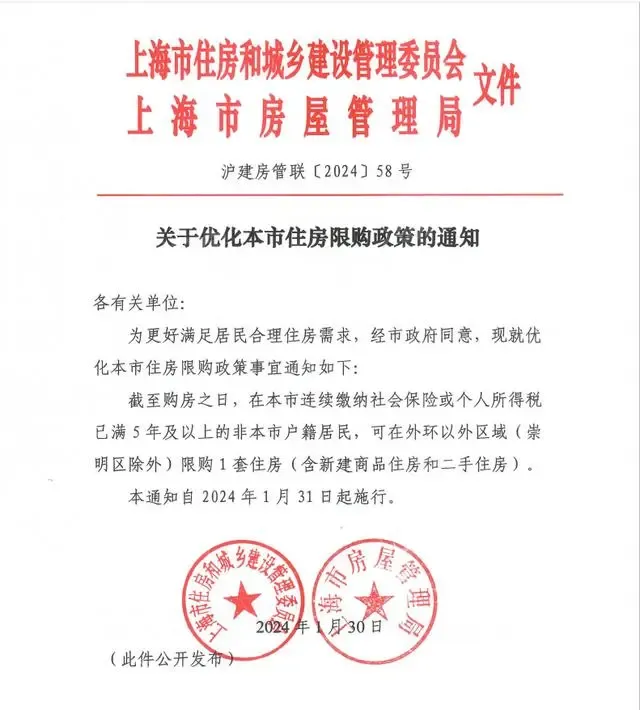 上海取消非户籍单身购房限制，外环外可购1套房