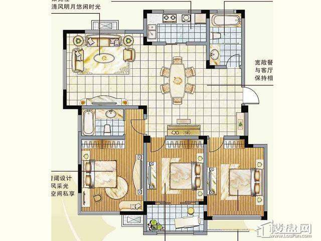 6、9、12号楼G户型3室2厅2卫1厨 143.00㎡