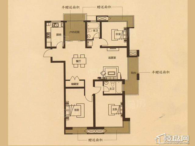栖霞瑜憬湾三期G户型3室2厅2卫 136.00㎡
